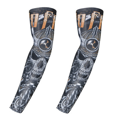 Skull motorcycle arm sleeves warmers cycling bicycle ridding golf cuff