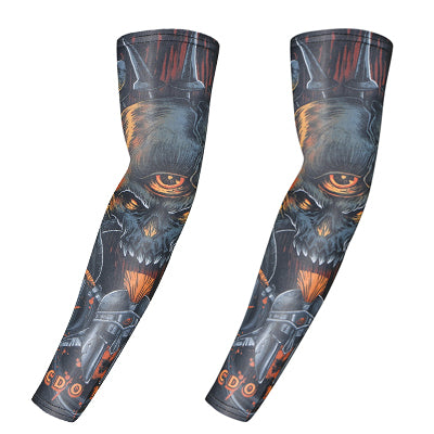 Skull motorcycle arm sleeves warmers cycling bicycle ridding golf cuff