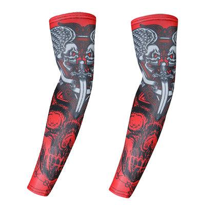 Skull motorcycle arm sleeves warmers cycling bicycle ridding golf cuff