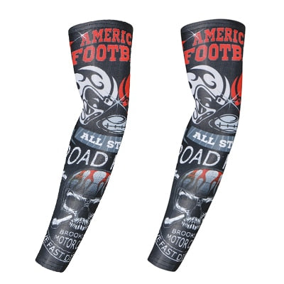 Skull motorcycle arm sleeves warmers cycling bicycle ridding golf cuff
