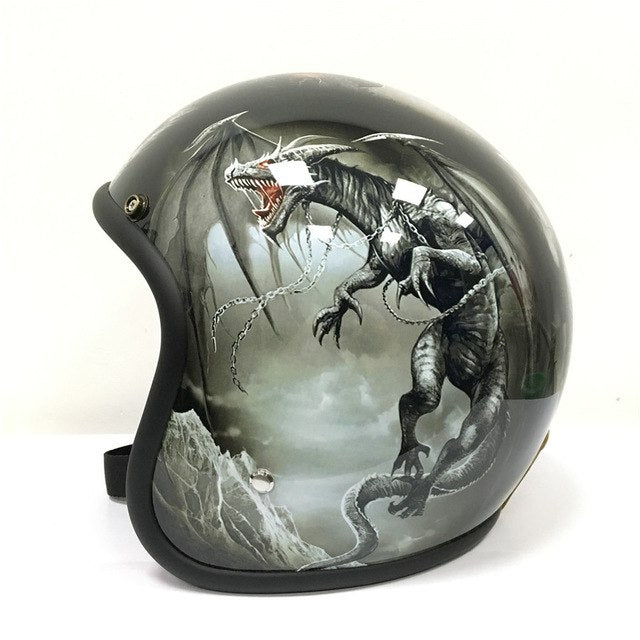 Tyrannosaur moto casco vintage dinosaur motorcycle helmets retro cool open face scooter