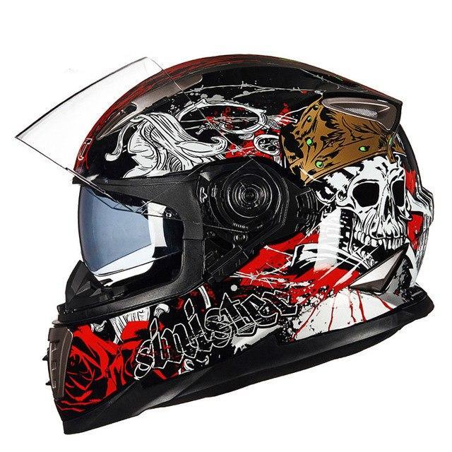 Full face motorcycle helmet racing for men double lens anti-fog sport helmets