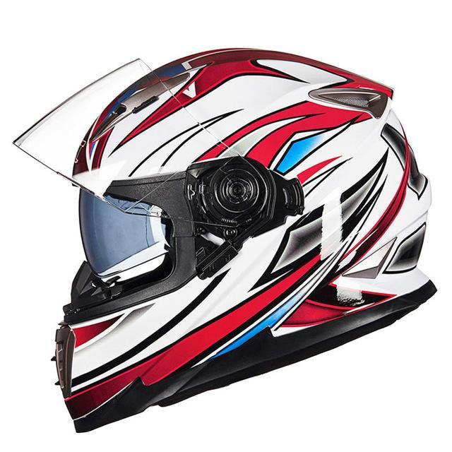 Full face motorcycle helmet racing for men double lens anti-fog sport helmets