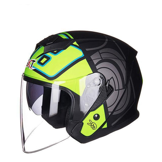 Open face scooter helmet dual lens electric motorcycle joke helmets