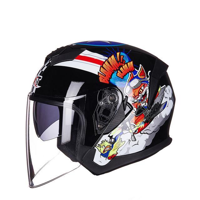 Open face scooter helmet dual lens electric motorcycle joke helmets