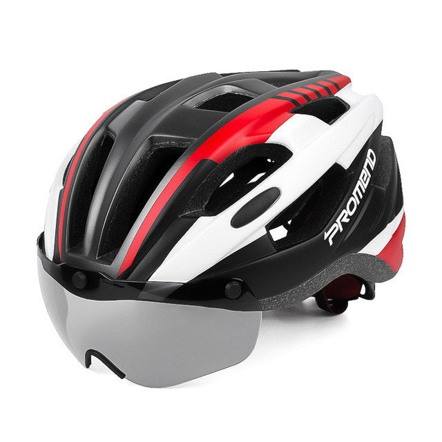 Cycling helmet goggles Integrally molded MTB bicycle helmets glasses lens