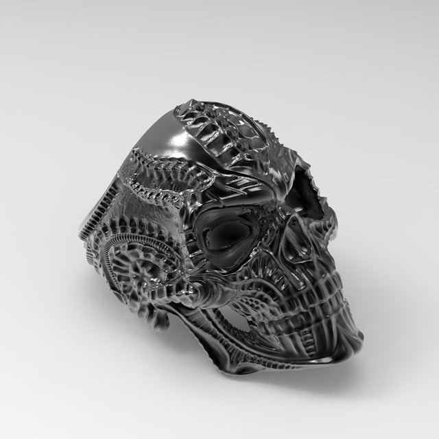 Alien skull ring for men stainless steel biker hiphop rocker hippie sports