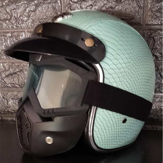 Vintage scooter motorcycle helmets leather 3/4 open face retro helmet