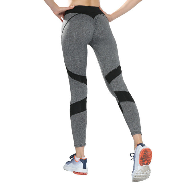 Cute yoga pants women heart grey legging high waist push up workout trousers