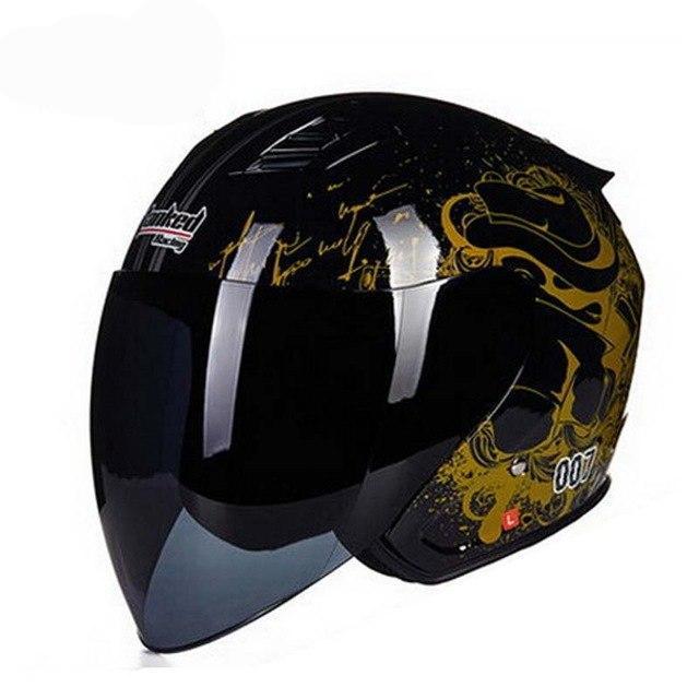 open face electric motorcycle helmet black skull biker scooter helmets men