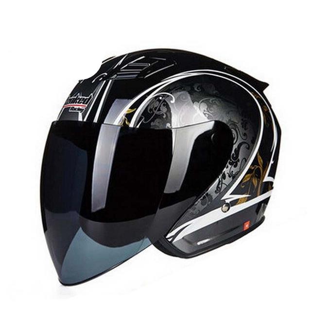 open face electric motorcycle helmet black skull biker scooter helmets men