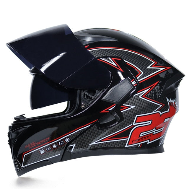 Motorcycle helmet flip up colorful full face helmets sun visor safety double lens