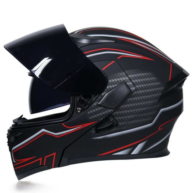 Motorcycle helmet flip up colorful full face helmets sun visor safety double lens
