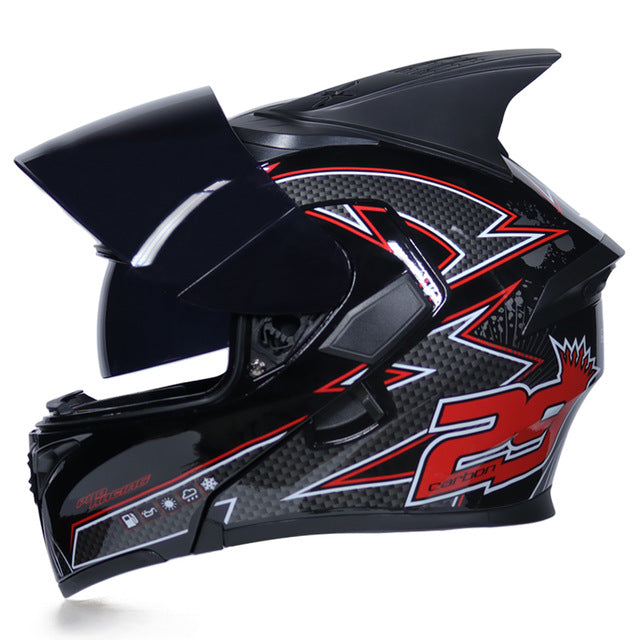 Motorcycle helmet flip up colorful full face helmets sun visor safety double lens