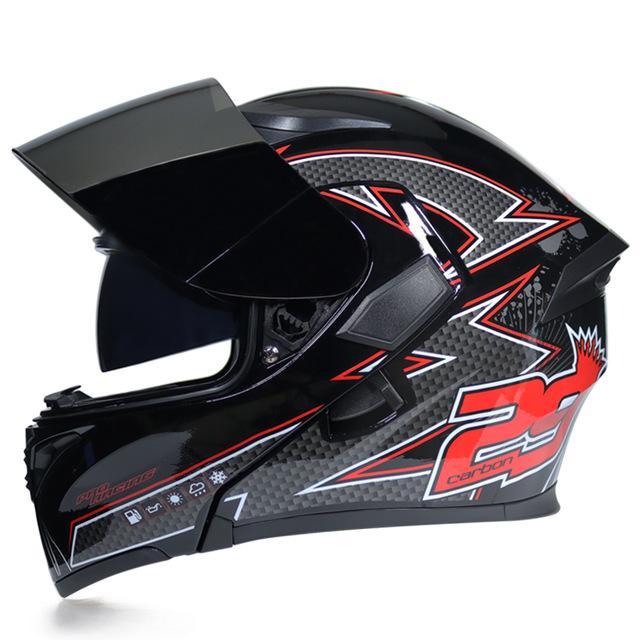 Motorcycle helmet flip up colorful full face helmets sun visor safety double lens