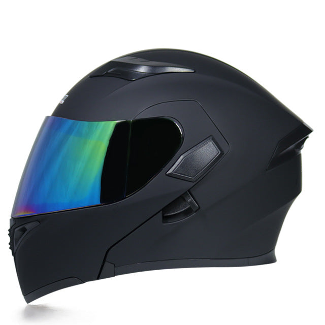 Motorcycle helmet flip up colorful full face helmets sun visor safety double lens