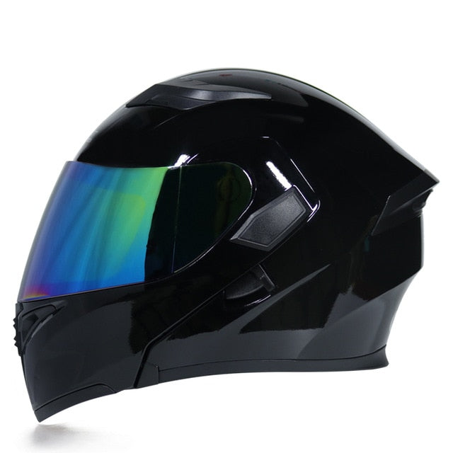 Motorcycle helmet flip up colorful full face helmets sun visor safety double lens