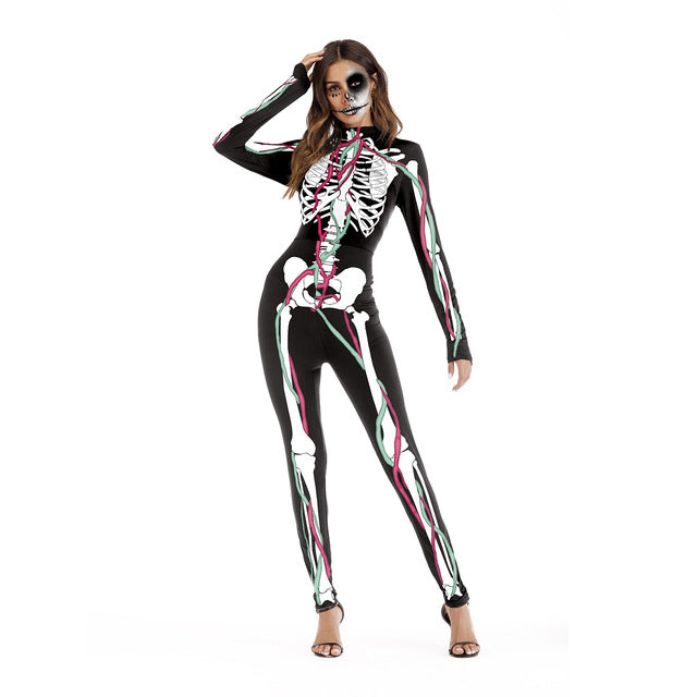 Sexy halloween costume catsuit women titan scary muscle print for party