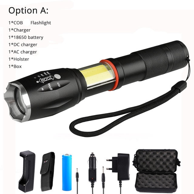 Tactical led flashlight portable torch 8000 lums use 18650 battery outdoor camping