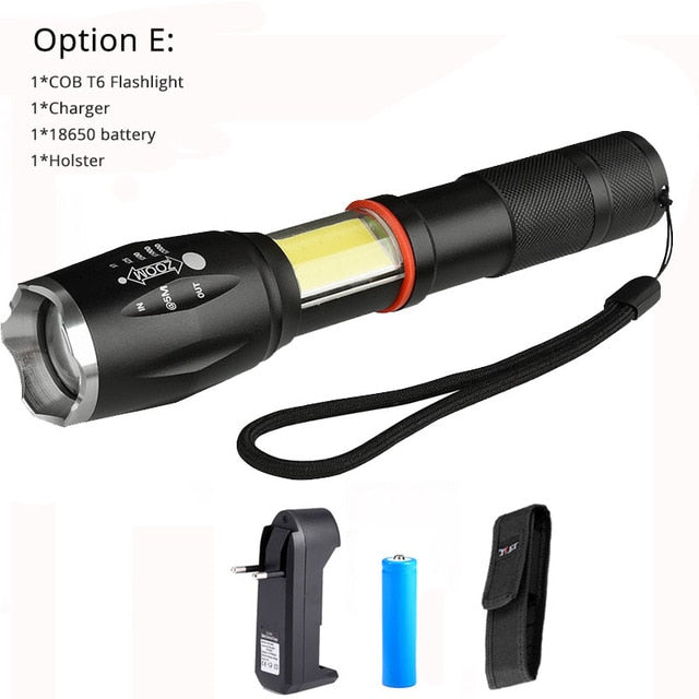 Tactical led flashlight portable torch 8000 lums use 18650 battery outdoor camping