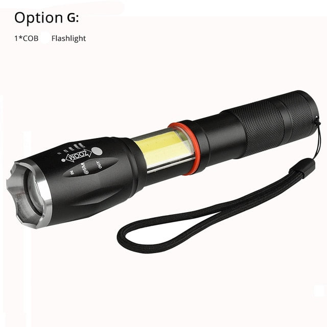 Tactical led flashlight portable torch 8000 lums use 18650 battery outdoor camping