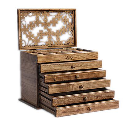 marriage gift vintage wood cosmetic box multilayer makeup storage boxes