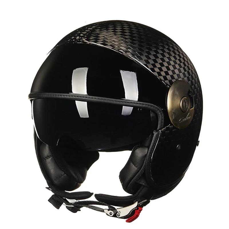 Vintage motorcycle helmet vespa helmet retro scooter open face carbon fiber helmets