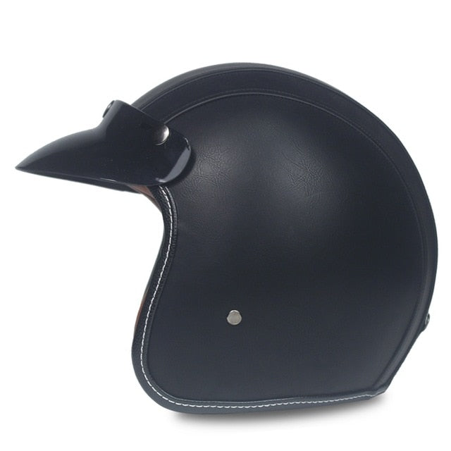 vintage motorcycle helmet leather 4/3 half open face vespa helmets retro