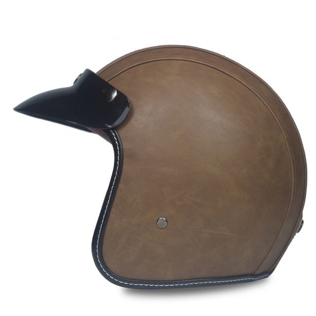 vintage motorcycle helmet leather 4/3 half open face vespa helmets retro