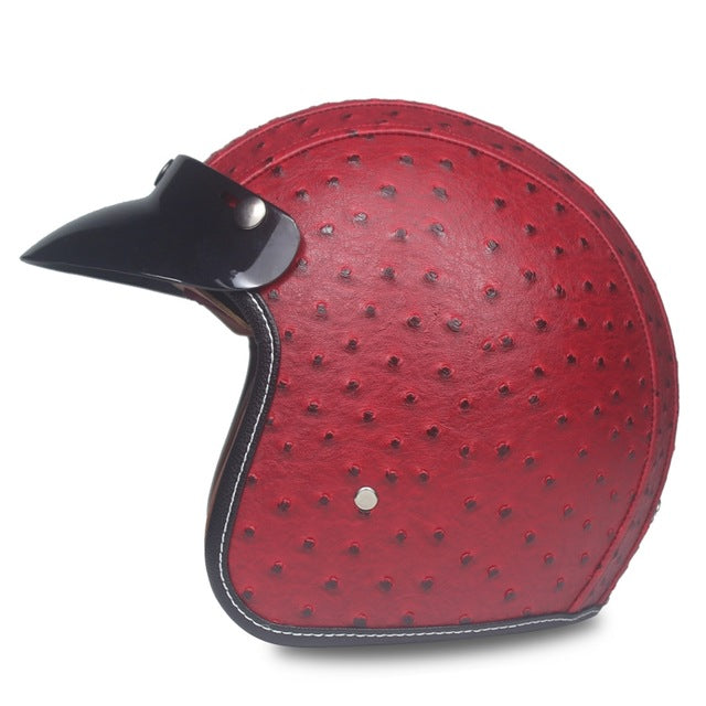 vintage motorcycle helmet leather 4/3 half open face vespa helmets retro