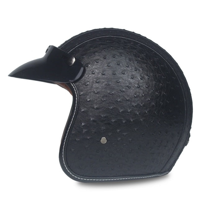 vintage motorcycle helmet leather 4/3 half open face vespa helmets retro