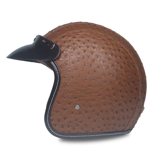 vintage motorcycle helmet leather 4/3 half open face vespa helmets retro