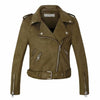 Leather biker jacket women matte motorcycle coat lady fashion