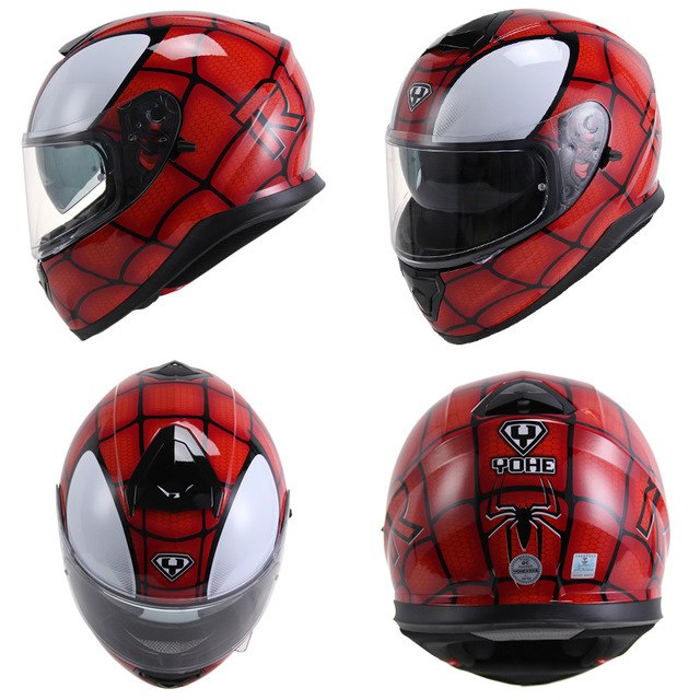 Racing helmet flat black full face motorcycle helmets red spider street bike