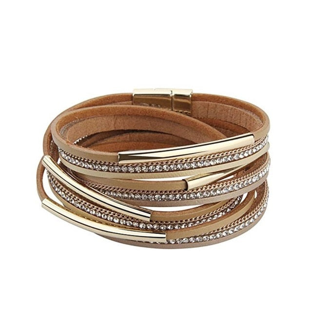 Charm bohemia leather bracelet multilayer women jewelry party gifts