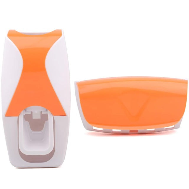 Mount automatic toothpaste dispenser 5 toothbrush holder wall bathroom shelves