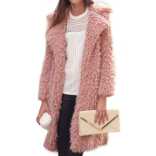 Women long cardigan coat faux fur overcoat warm soft teddy jacket winter autumn