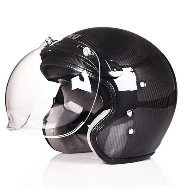 Vintage scooter helmet 3/4 open face motorcycle helmets carbon fiber