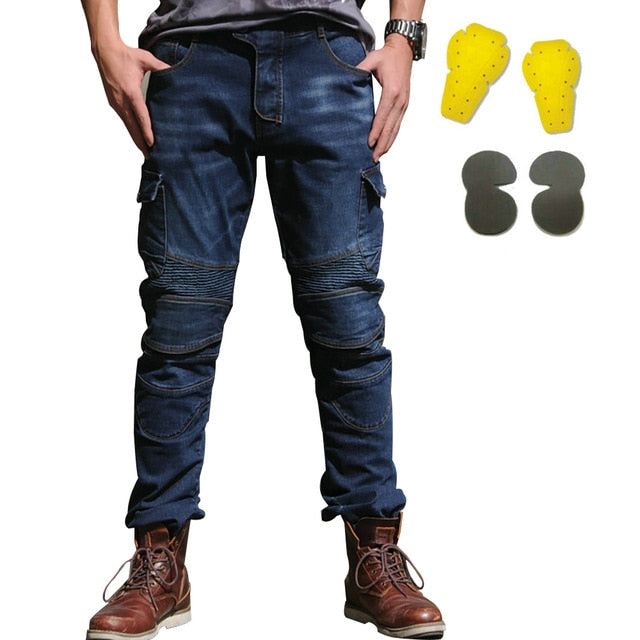 Men jeans motorcycle pants sport riding war pants trousers pantalon moto protect gear
