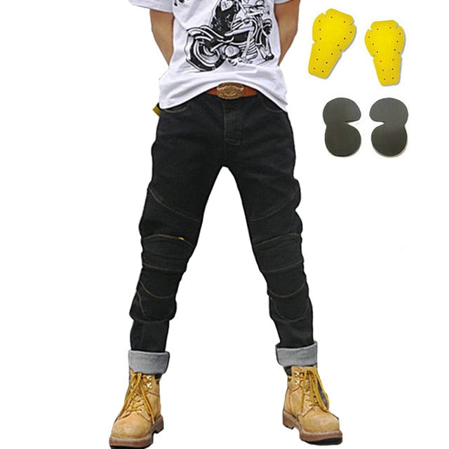 Men jeans motorcycle pants sport riding war pants trousers pantalon moto protect gear