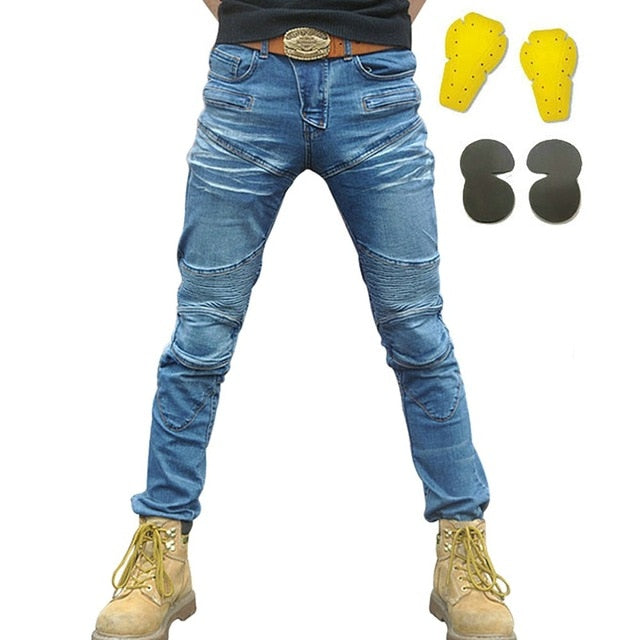 Men jeans motorcycle pants sport riding war pants trousers pantalon moto protect gear