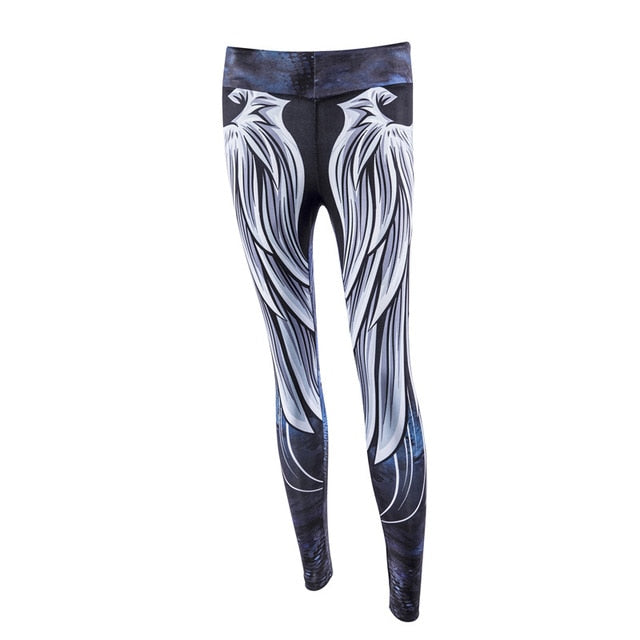 Yoga pants fitness leggings angel wings print bodybuilding sportswear women