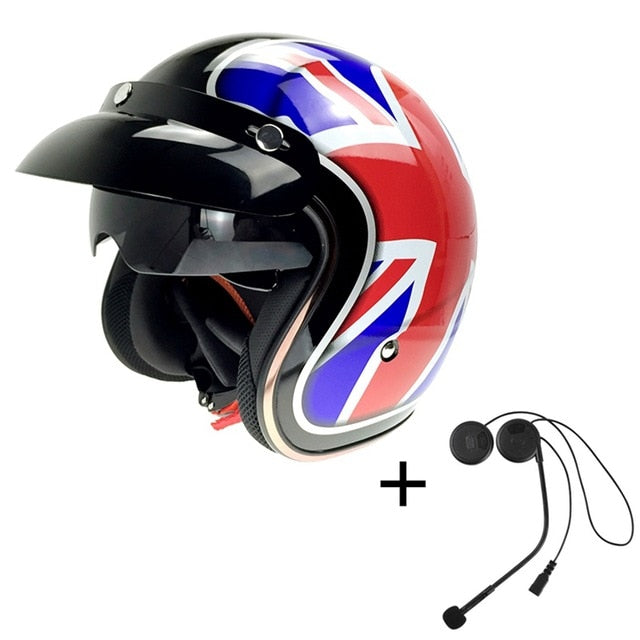 Vintage bluetooth motorcycle helmet smart biker headset phone taking GPRS