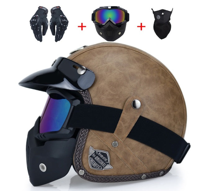Vintage motorcycle helmets with goggles scooter vespa helmet open face