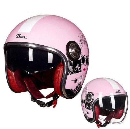 Retro vespa helmet jet half vintage motorcycle helmets for Biker Pilot Chopper Scooter