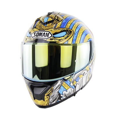 Motorcycle helmet full face racing helmets snake skull golden lens