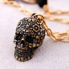 Vintage skull pendant necklace gothic flower CZ men women biker jewelry