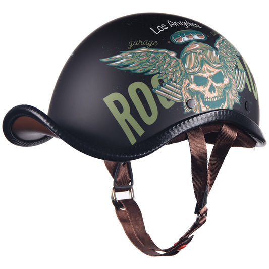 Retro half helmet vintageharley motorcycle helmets skull rock custom superlow