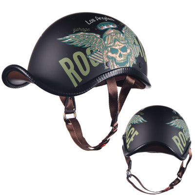 Retro half helmet vintageharley motorcycle helmets skull rock custom superlow