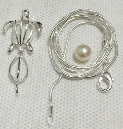Necklace 925 silver jewelry sea turtle real pearl pendant charms DIY gift